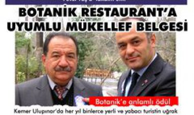 VERGİ DAİRESİ BAŞKANLIĞINDAN BOTANİK RESTAURANT'A UYUMLU MÜKELLEF BELGESİ