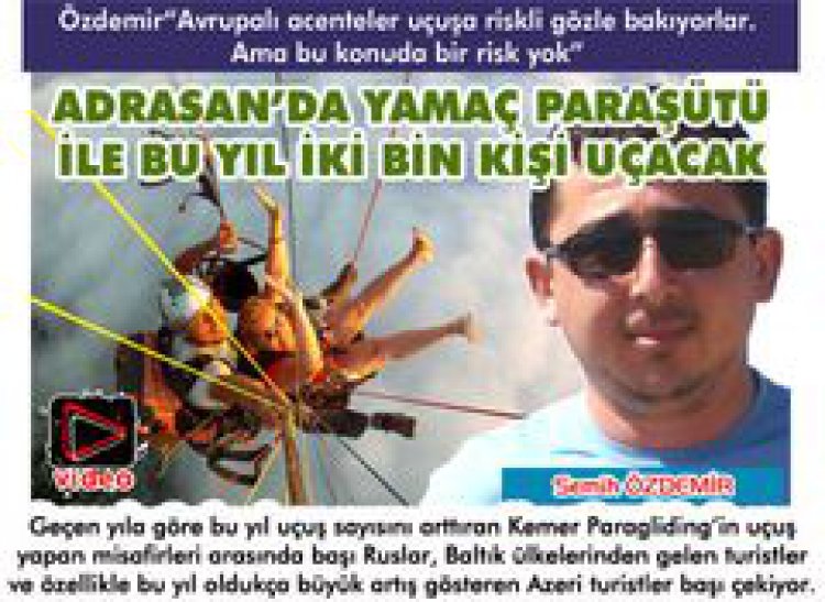 ADRASAN'DA YAMAÇ PARAŞÜTÜ İLE BU YIL İKİ BİN KİŞİ UÇACAK