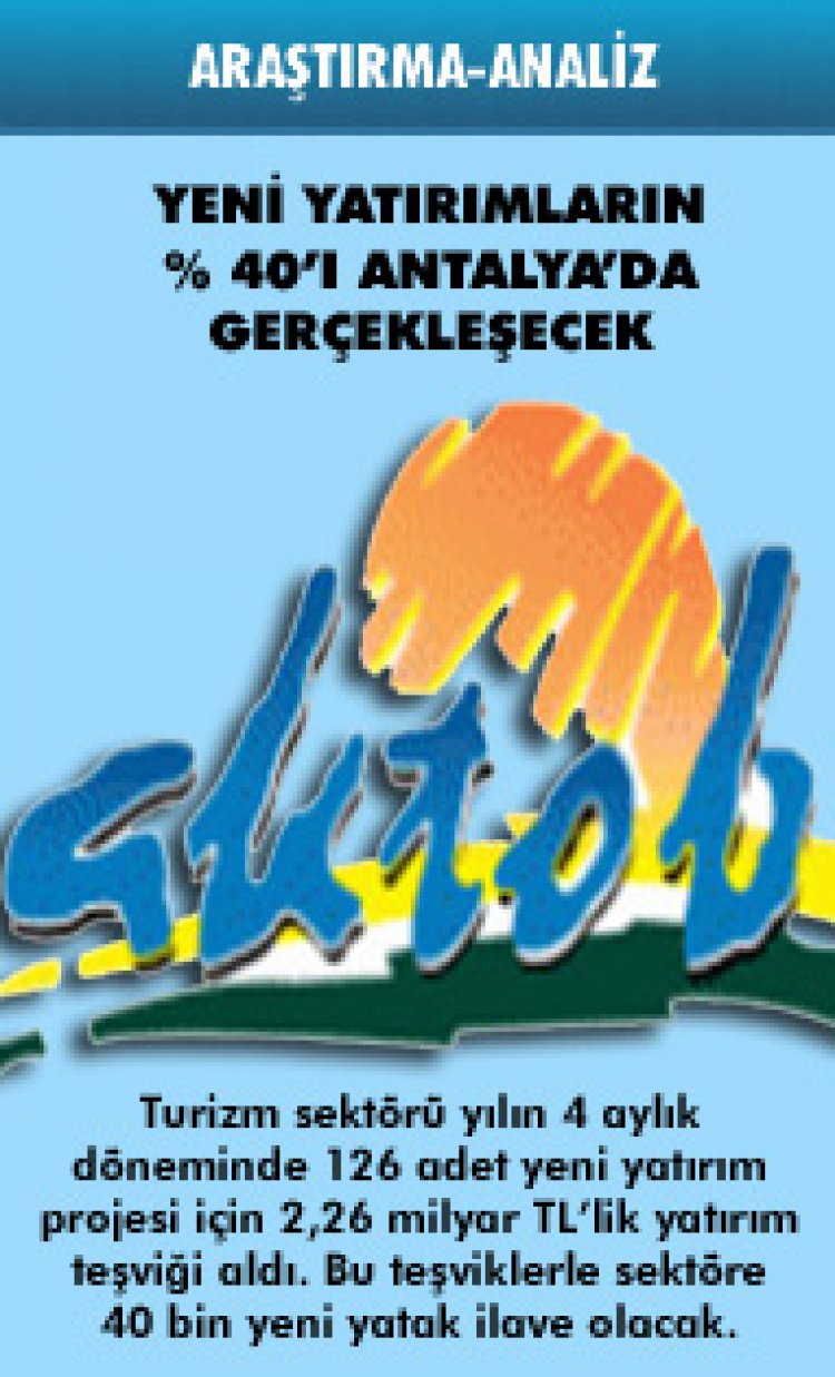 YENİ YATIRIMLARIN % 40I ANTALYADA GERÇEKLEŞECEK