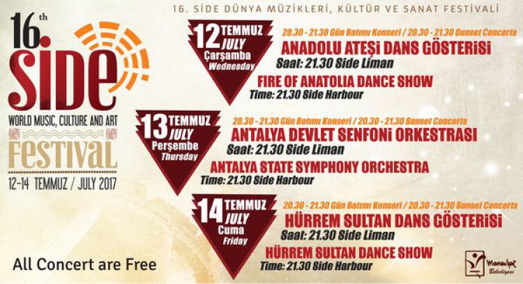 16. SİDE DÜNYA MÜZİKLERİ KÜLTÜR Ve SANAT FESTİVALİ BAŞLIYOR