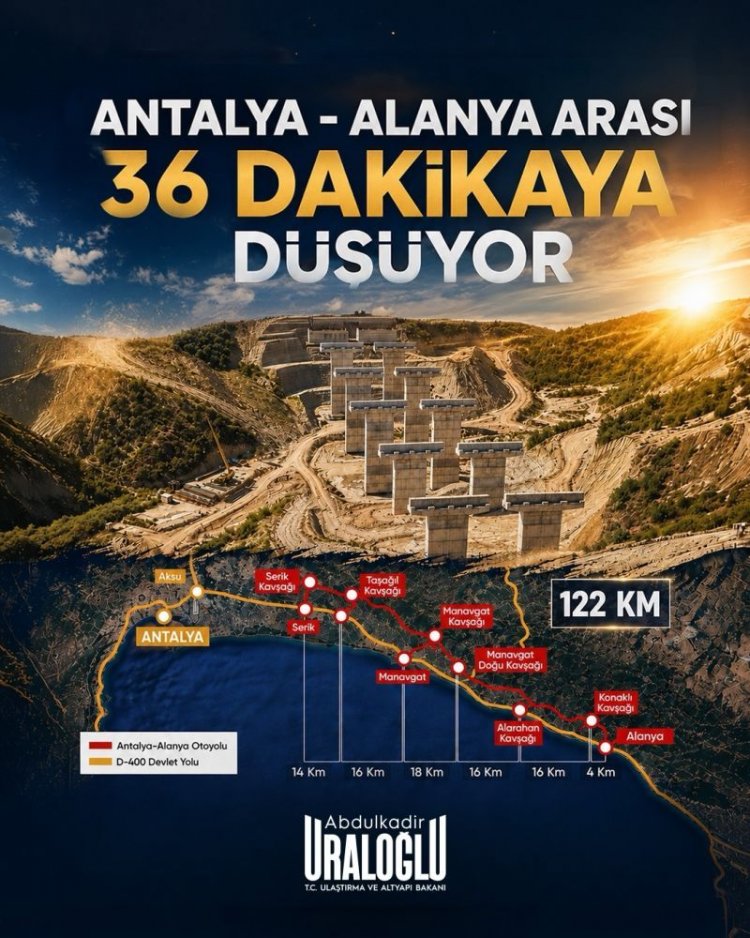 ANTALYA-ALANYA OTOYOLU’NDA ÇALIŞMALAR HIZ KESMEDEN SÜRÜYOR