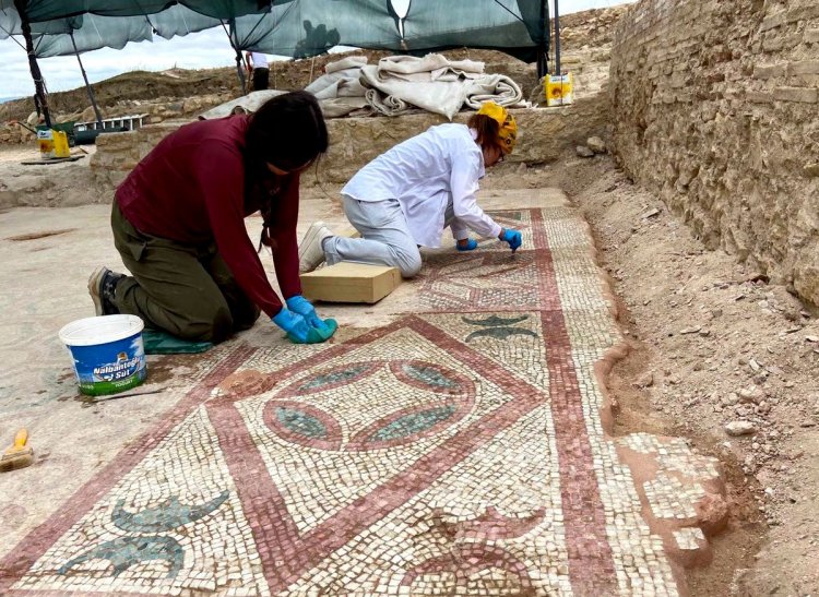POMPEİOPOLİS ANTİK KENTİ’NDE HEYECAN VEREN KEŞİF: 105 METREKARELİK MOZAİK VE EROS BAŞI BULUNDU