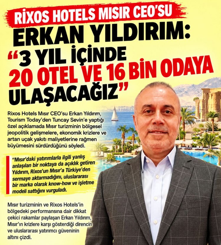 RİXOS HOTELS MISIR CEO’SU ERKAN YILDIRIM: '3 YIL İÇİNDE 20 OTEL VE 16 BİN ODAYA ULAŞACAĞIZ'